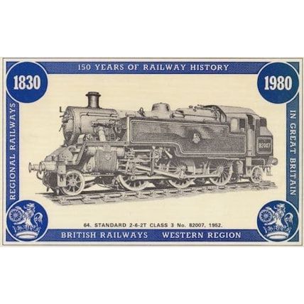 British Railways Western Region 2-6-2T Class 3 82007 Train Postcard