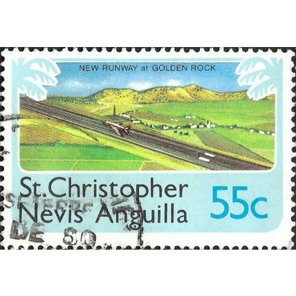 ST CHRISTOPHER, NEVIS, ANGUILLA, AIR, Golden Rock runway, blue 1978, 55c