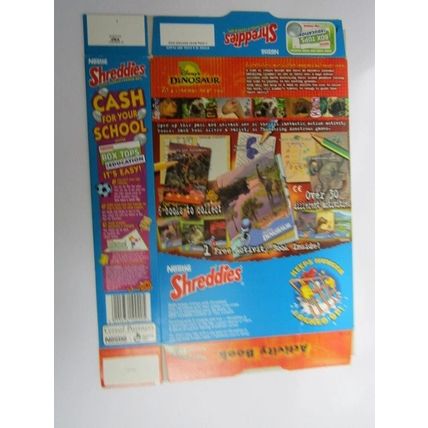 Nestle Shreddies 2000 DINOSAUR Empty Cereal Box 500g Box only