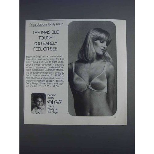 1980 Olga Bodysilk Style 329 Bra Ad - Invisible Touch