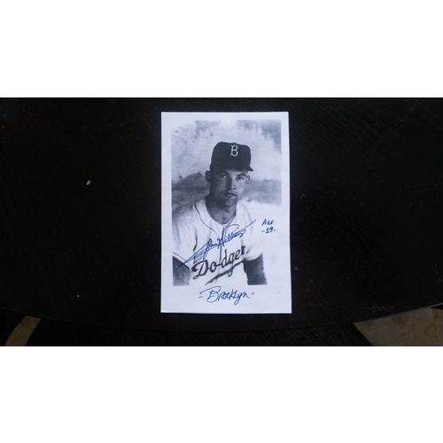 (4) Autographed Brooklyn Dodgers 8x10" Photos (1) Eagle Press Score Card