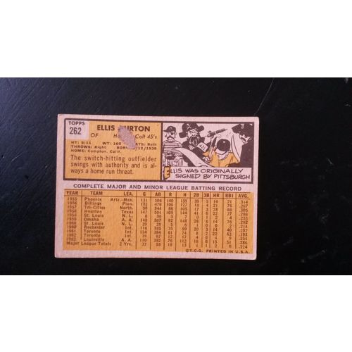 1963 Topps Card # 262 Ellis Burton Poor (1) Houston Colt 45s