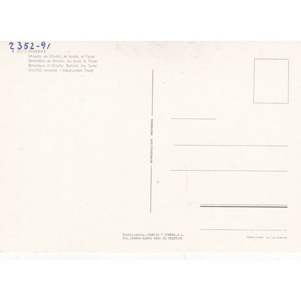 Belvedere of Ortuno Tenerife Postcard used VGC