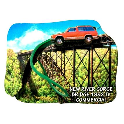 New River Gorge Bridge West Virginia Car Bungie Jump Artwood Fridge Magnet
