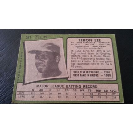 1971 Topps Card # 521 Leron Lee Poor (1) St Louis Cardinals