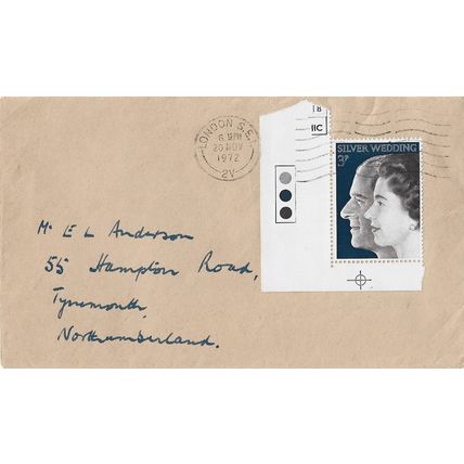 GB 1972 cover Silver wedding stamp & London SE pm