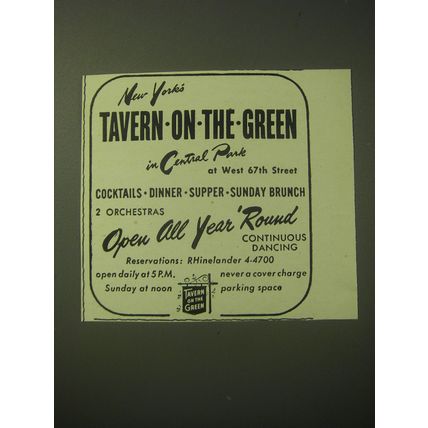 1948 Tavern-on-the-Green Restaurant Advertisement