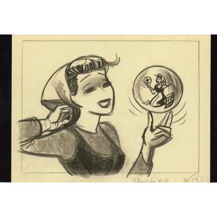 Cinderella Crystal Ball Walt Disney Storyboard Painting Film Postcard