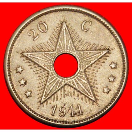 BELGIUM (1910-1911): BELGIAN CONGO ★ 20 CENTIMES 1911! ★LOW START★NO RESERVE
