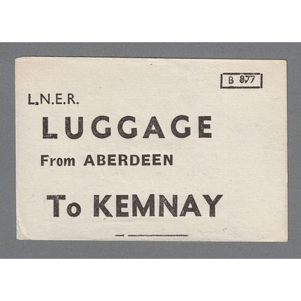 LONDON & NORTH EASTERN RAILWAY LUGGAGE LABEL - KEMNAY from ABERDEEN