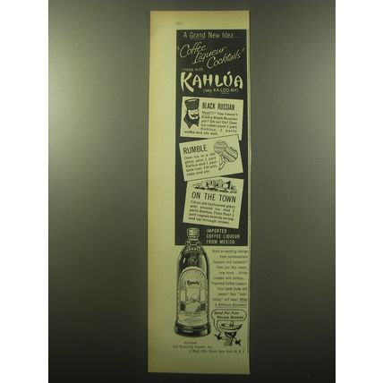 1959 Kahlua Vermouth Ad - A grand new idea Coffee Liqueur Cocktails