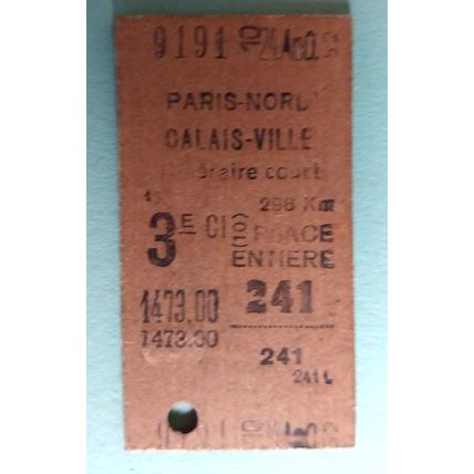 Ticket circa 1950 Paris to Calais