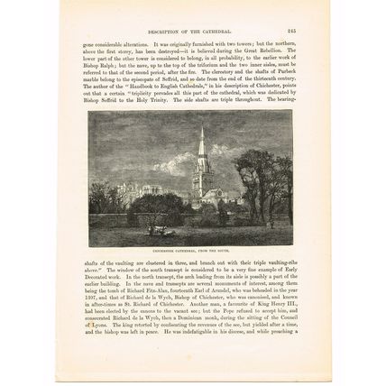 Chichester Cathedral, from the South, Sussex, England, Book Illustration (Print