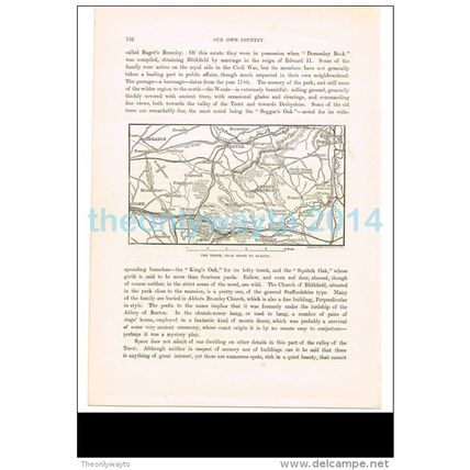 TRENT FROM STONE TO BURTON, STAFFS, ENGLAND, BOOK ILLUSTRATION (PRINT), 1882