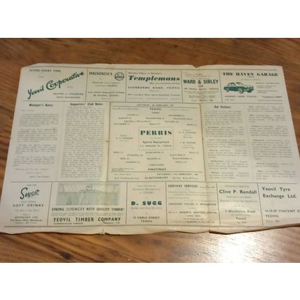 1960/61 Yeovil Town vs Hastings United - Southern League - 4/2/1961 * FREE P&P *