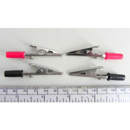 Pinces crocodiles - rouge/noir - pour câble 1,5 - 2,5 mm - lot de 2 paires