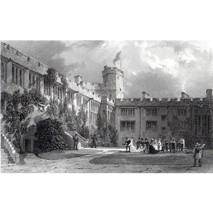 NAWORTH CASTLE, CUMBERLAND 1858 William Le Petit Thomas Allom ANTIQUE ENGRAVING