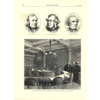 GENEVA ARBITRATION THE SALLE DU CONGRES IN THE HOTEL DE VILLE 1872 ENGRAVING