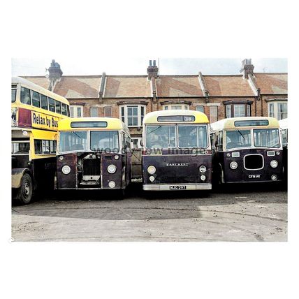 ptc7498 - Kent - East Kent Buses parked up at Herne Bay, March 1968 - print 6x4