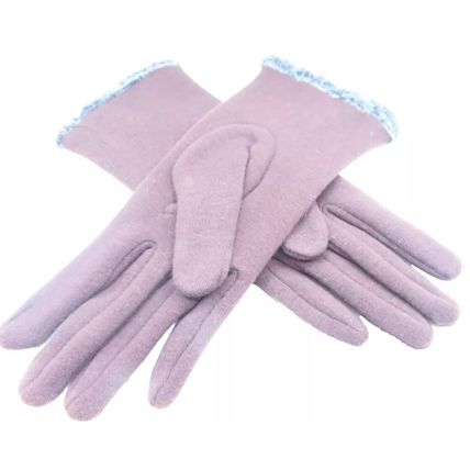 Ladies Gloves Brown with Button Detail Clothing Accessory 23.5 CM