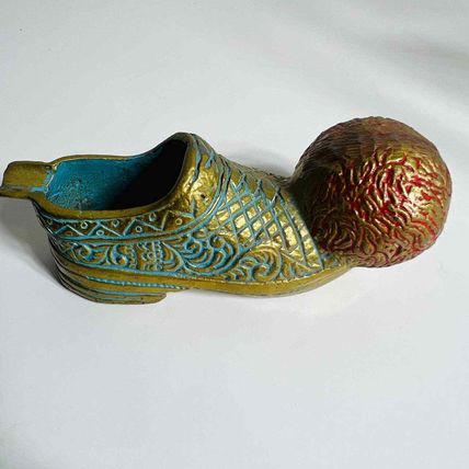Brass Ashtray Shoe Cigarette Holder Metal Design Home Decor Vintage Ball