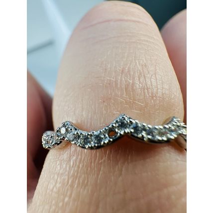 Ring Bomb Party Sz8 RBP Colorless Gem Cluster Rhodium Pl Jewelry Missing A Gem