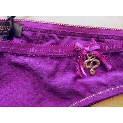 ROBERTO CAVALLI Underwear Orchid Brief with Branded Logo Charm **Made in Italy**