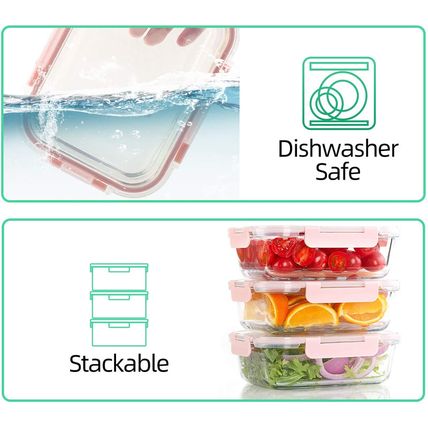 C CREST [10 Pack] Glass Meal Prep Containers, Food Storage Containers with Lids