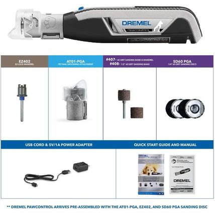 Dremel Pawcontrol 7760-PGK Dog Nail Grinder and Trimmer - Cordless & Rechargeabl