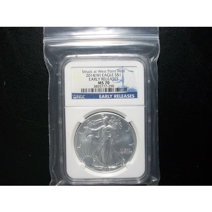 2014(W) NGC Silver Eagle Early Releases Struck at West Point Mint MS70