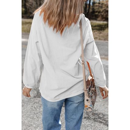 White Easter Egg Corded Oversized Sweatshirt