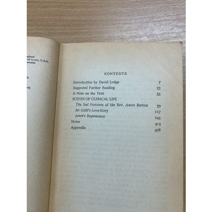 1973 GEORGE ELIOT "SCENES OF CLERICAL LIFE" PENGUIN FICTION PAPERBACK BOOK (P2)