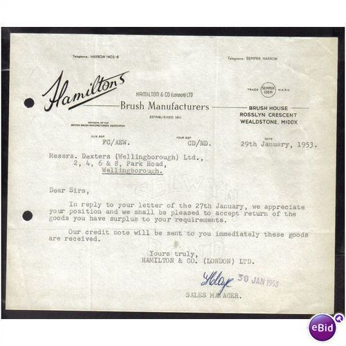 HAMILTON & CO LTD,WEALDSTONE,MIDDL ESEX, 29JAN1953