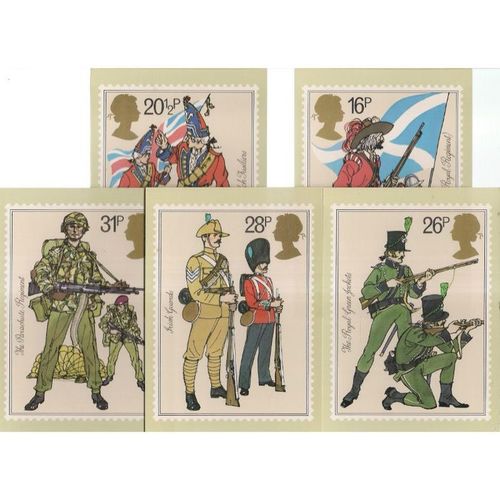 THE BRITISH ARMY set of 5 issued 1983 by Post office postcard stamps