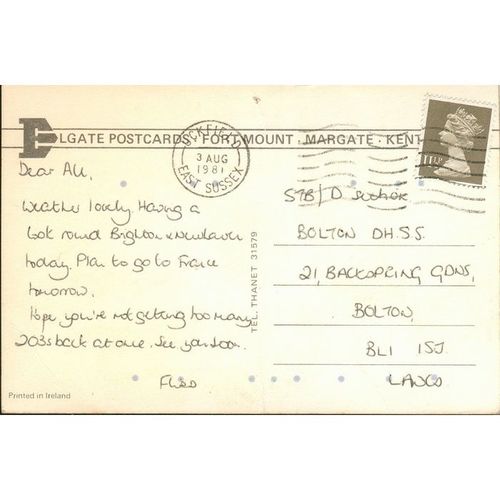 Vintage Delgate Postcard 1981 - The Lanes, Brighton, Sussex ET.470