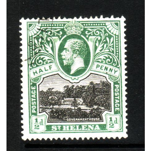 ST HELENA 1912 SG72 1/2d BLACK AND GREEN GOVERNMENT HOUSE FINE USED