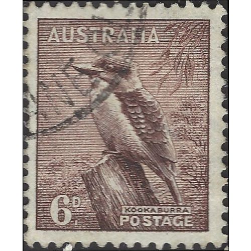 AUSTRALIA, BIRD, Kookaburra, brown 1956, 6d, #4