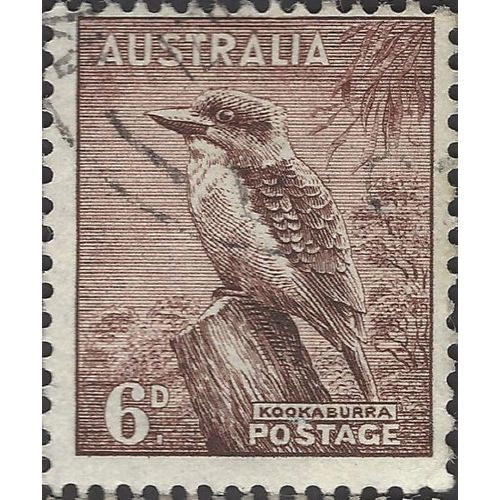 AUSTRALIA, BIRD, Kookaburra, brown 1956, 6d, #3