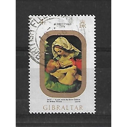 Gibraltar.SG335 4p "Madonna with the Green Cushion" (Solario).Fine Used.July20