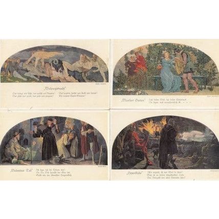 Hexenkuche Marthes Garten Valentins Tod Leipzig 4x Old German Postcard