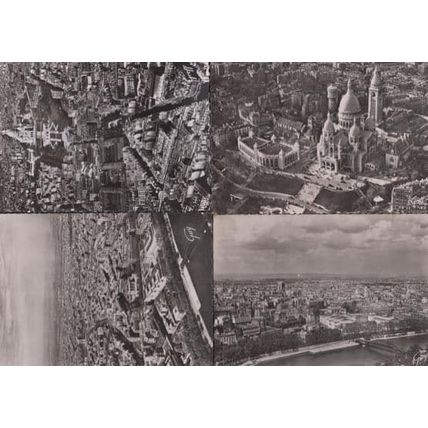 Paris Aerial Birds Eye Vintage 4x Real Photo Postcard s