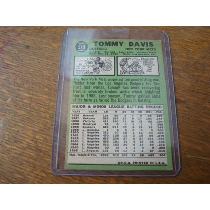 1967 Topps, TOMMY DAVIS, #370, Mets