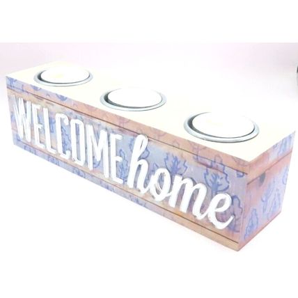 Welcome Home Triple Tea Light Holder 6 CM Gift Home Decor Boxed Decorations