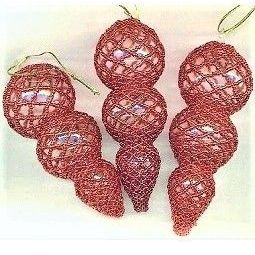 Christmas Ornament Handmade Beaded Glass Set of 3 Red Beads