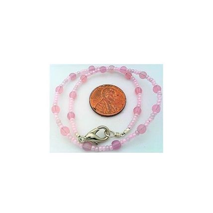 Pink Opal Glass Beaded Anklet Bracelet