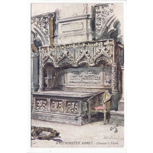 Chaucer's Tomb Westminster Abbey London John Fulleylove Oilette Art Postcard