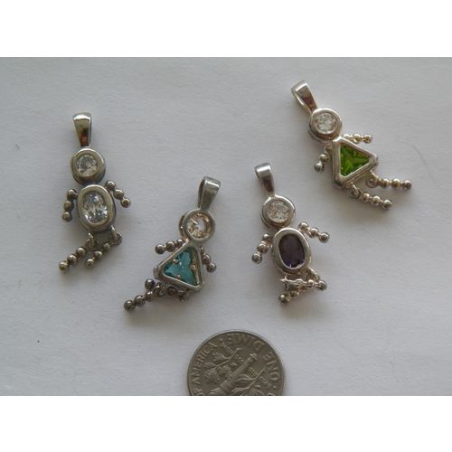 STERLING SILVER BIRTH STONE BOY/GIRL CHARM/PENDANT 1 1/4''