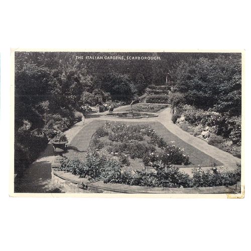 THE ITALIAN GARDENS, SCARBOROUGH, YORKSHIRE used vintage postcard 1957 pm =