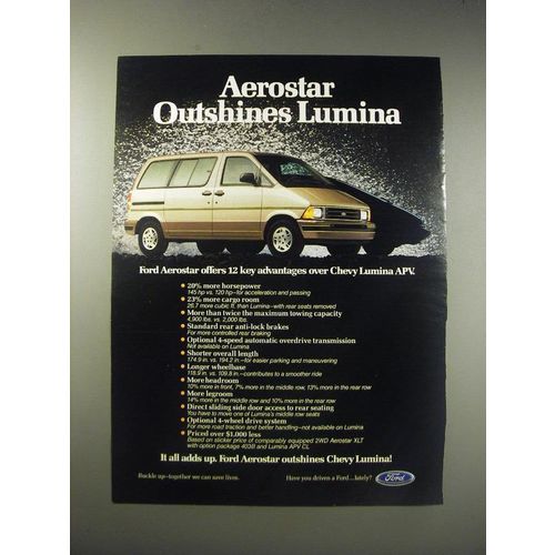 1990 Ford Aerostar Ad - Aerostar outshines Lumina