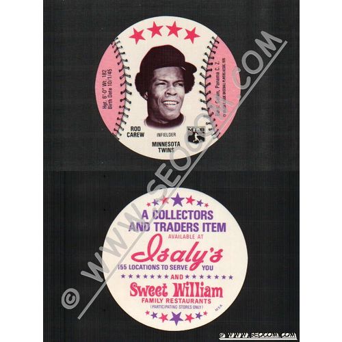 Sport Baseball Discs Name: Carew, Rod Infielder Minnesota Twins~684